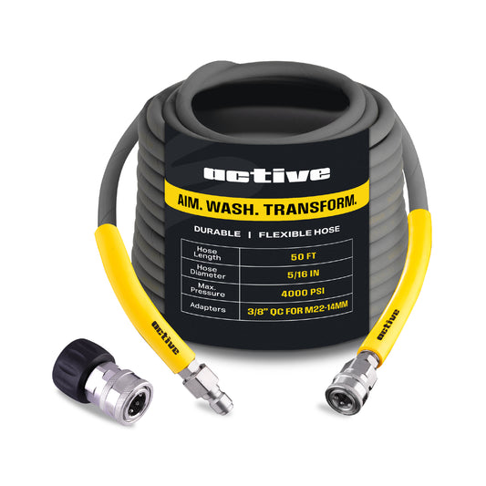 Active™ 50’ Pressure Washer Extension Hose – 5/16" Steel Braided